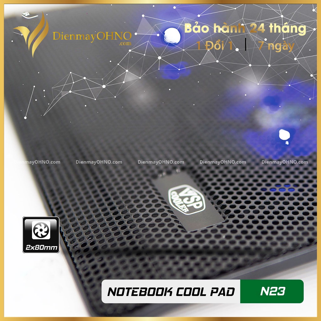 Đế Quạt Tản Nhiệt Laptop N23 2 Fan Quạt Làm Mát Laptop Đế Quạt Hút Gió Máy Tính