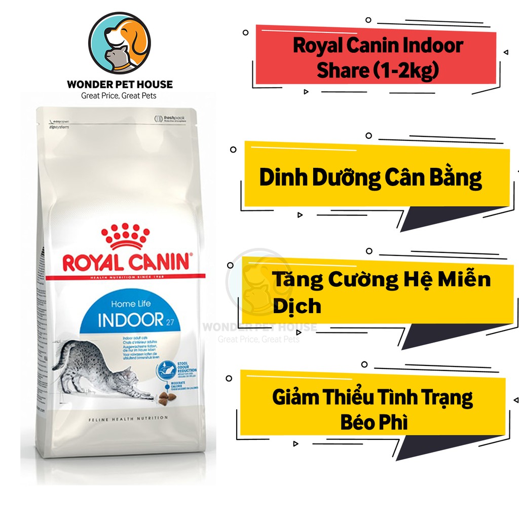 Hạt khô Royal Canin Indoor Cho Mèo (Túi 1Kg) - Thức ăn dinh dưỡng cho mèo trưởng thành