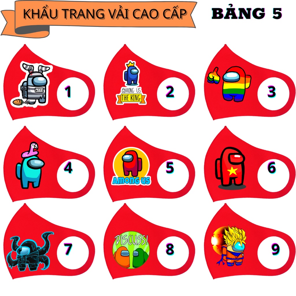 (45 MẪU) 1 CÁI KHẨU TRANG AMONG US - MÀU ĐỎ | BigBuy360 - bigbuy360.vn