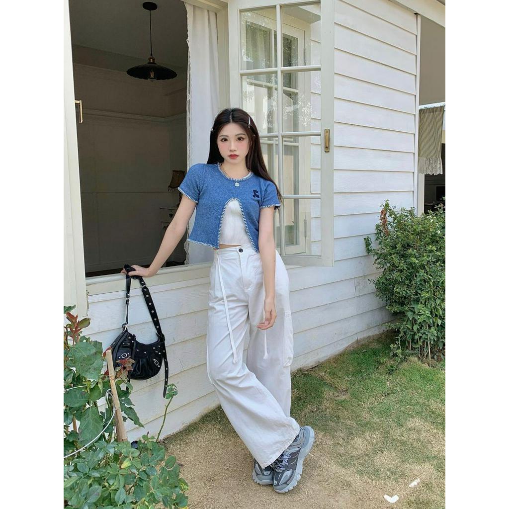 Áo Thun Dệt Kim Ngắn Tay Thời Trang Dạo Phố Cá Tính 61378