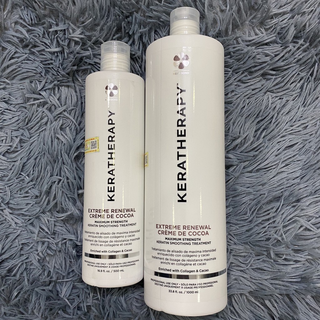 🍀  Keratin phục hồi tóc hư nát và làm thẳng tóc xoăn rối thành tóc thẳng KERATHERAPY EXTREME Renewal 1000ml