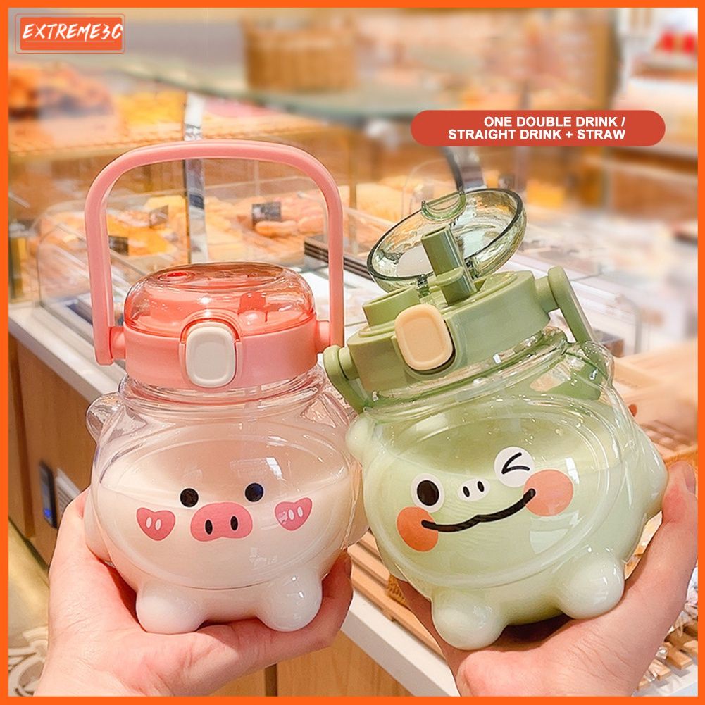Hoạt Hình Dễ Thương Hình Heo Con Nước Kẹo Màu Sắc Thể Thao Bình Tập Thể Hình Ống Hút Ấm Siêu Tốc Với Dây Đeo Cho Bé Và Người Lớn