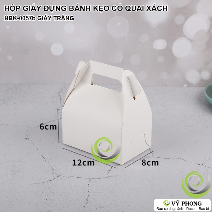 HỘP ĐỰNG BÁNH KẸO QUÀ TẶNG GIẤY KRAFT / TRẮNG CÓ QUAI XÁCH HỘP CRAFT ĐỰNG BÁNH KEM BÁNH CUỘN  HBK-0057