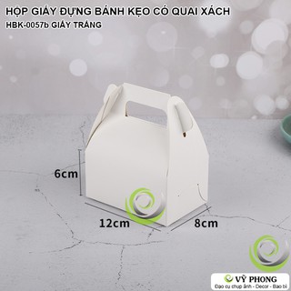 HỘP ĐỰNG BÁNH KẸO QUÀ TẶNG GIẤY KRAFT / TRẮNG CÓ QUAI XÁCH HỘP CRAFT ĐỰNG BÁNH KEM BÁNH CUỘN  HBK-0057