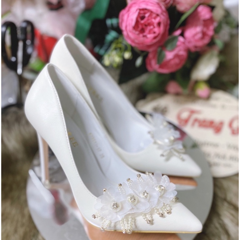 GIÀY THIẾT KẾ HOA NGỌC VÁT CHÉO CAO CẤP (là mẫu tkế thủ công vui lòng chắc chắn trước khi đặt hàng)