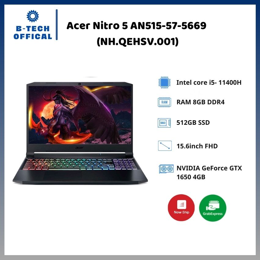 [ TẶNG VOUCHER 150K ] Laptop Acer Nitro 5 AN515-57-5669 (NH.QEHSV.001) - Hàng chính hãng bảo hành 12 tháng