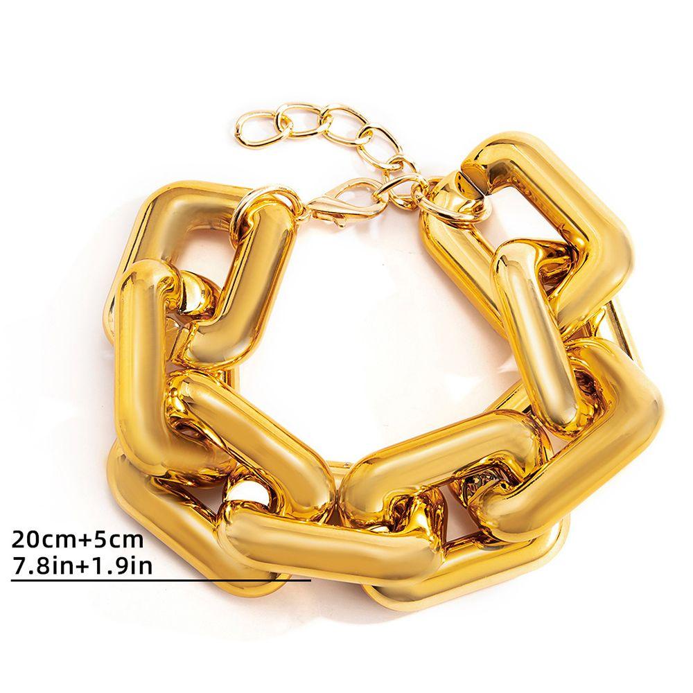 Yve Vòng Tay Chuỗi Xích Dày Bản To Hình Học Đơn Giản Hợp Thời Trang