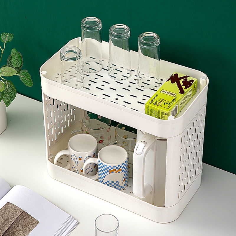 Giá Đỡ Cốc Hai Lớp Bằng Thủy Tinh Để Bàn Tiện Lợi Dành Cho Phòng Khách