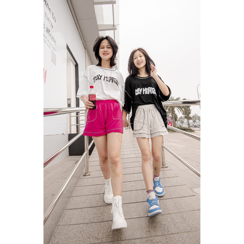 QUẦN SOOC CHỈ NỔI CẠP CHUN FREE SIZE - QUẦN SHORT UNISEX CHẤT THUN CO GIÃN 5 MÀU