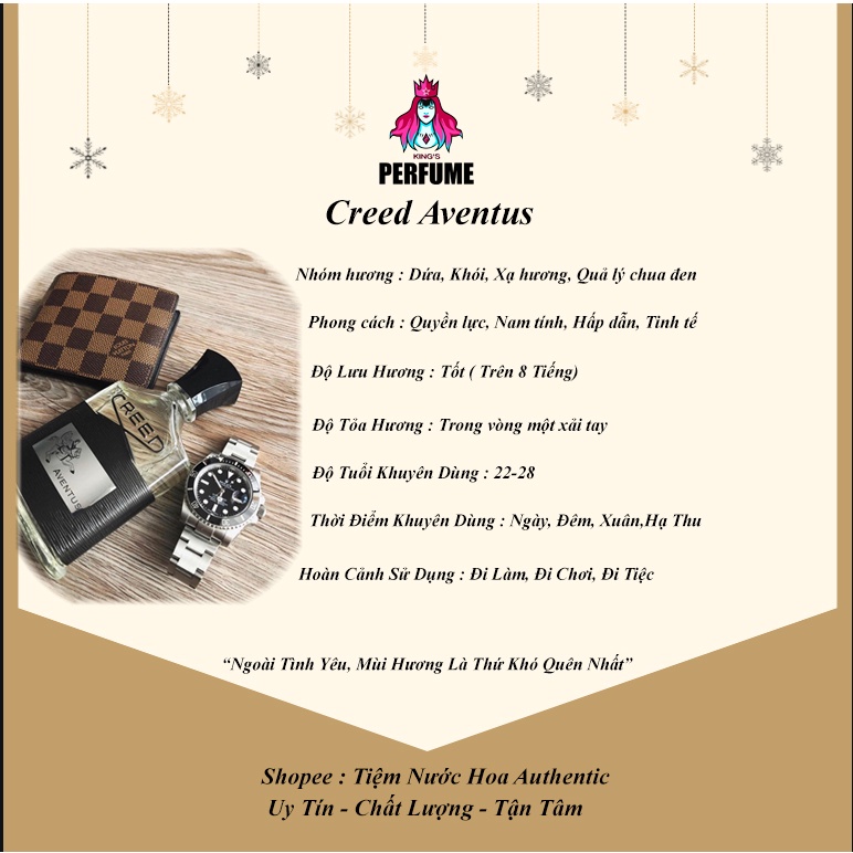 Nước Hoa 𝗖𝗿𝗲𝗲𝗱 𝗔𝘃𝗲𝗻𝘁𝘂𝘀 Sang Trọng Tinh Tế _ Dung Tích 5/10ml