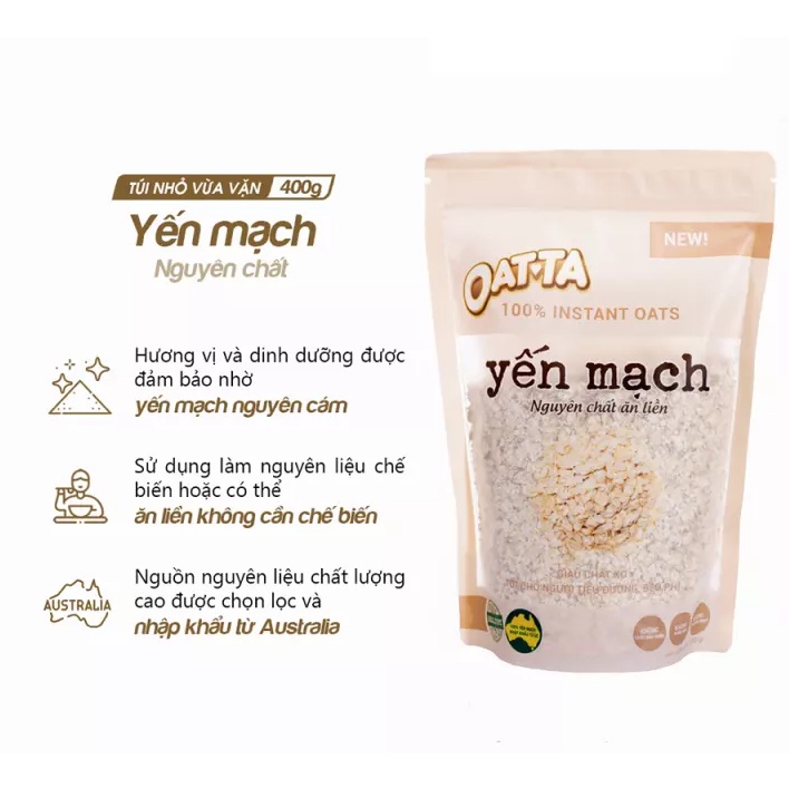 Yến mạch nguyên chất ăn liền Oata gói 400g