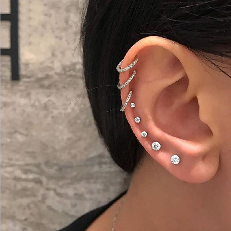 Bộ khuyên tai AY đính đá phong cách cổ điển Hàn Quốc thời trang thanh lịch