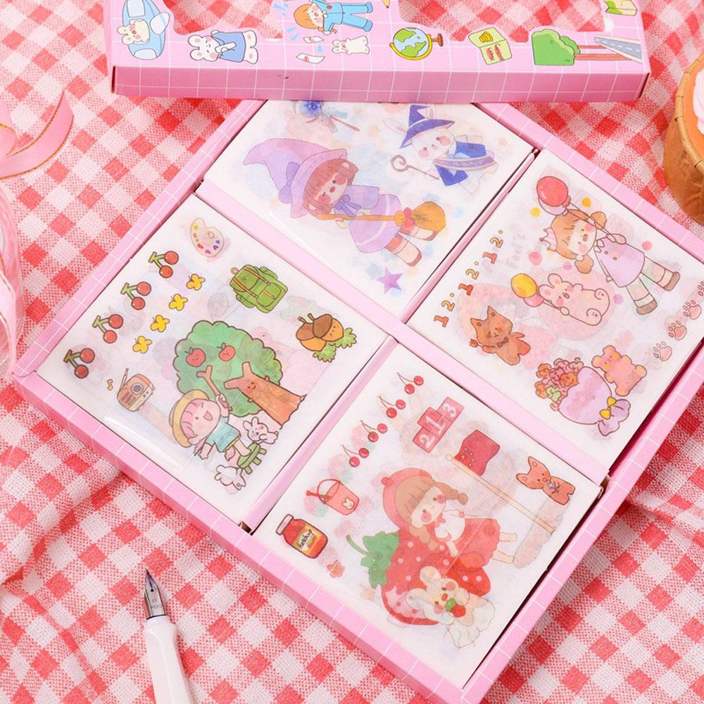 Hộp 100 Miếng Dán Chống Thấm Nước Hình Động Vật / Hoa / Thỏ / Gấu Dễ Thương Dùng Trang Trí