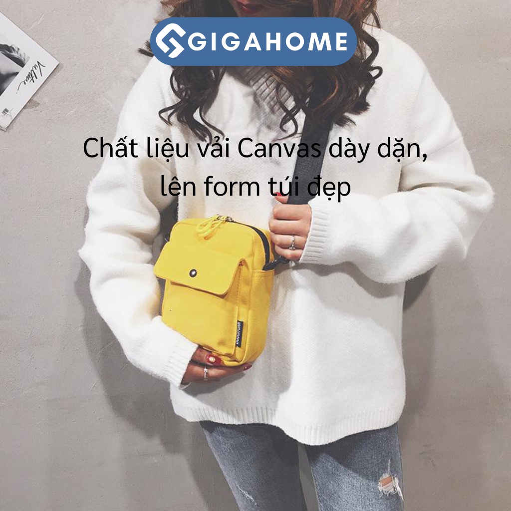 Túi Đeo Chéo Mini Vải Canvas Unisex Có Lỗ Thông Tai Nghe GIGAHOME Siêu Hot 7316
