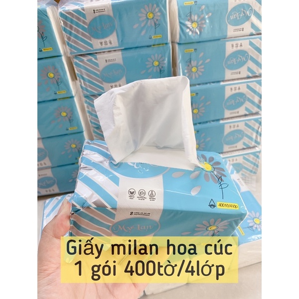 Bịch 5 gói giấy milan hoa cúc xanh gói 400 tờ/4lớp.
