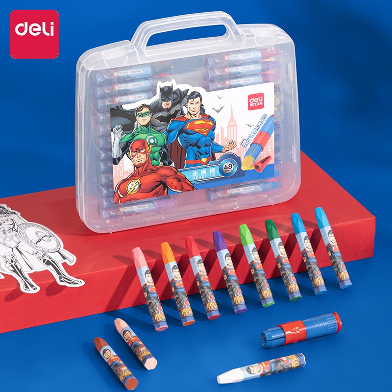 Bút sáp dầu Deli hình siêu nhân - 12/24 màu - 1 hộp - HE801
