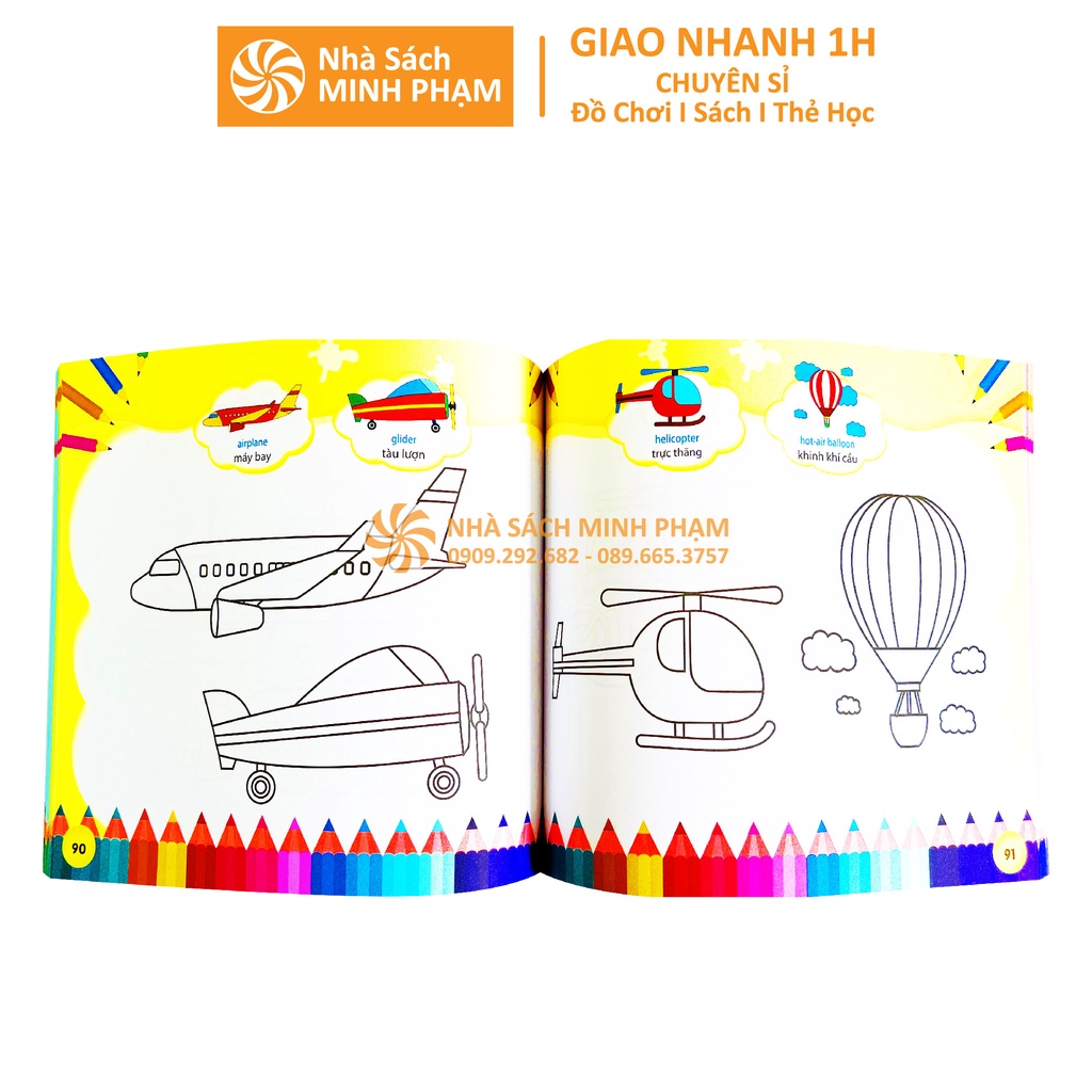 Sách - Tập Tô Màu 9999 Cho Bé 2-6 Tuổi - Song Ngữ Anh Việt