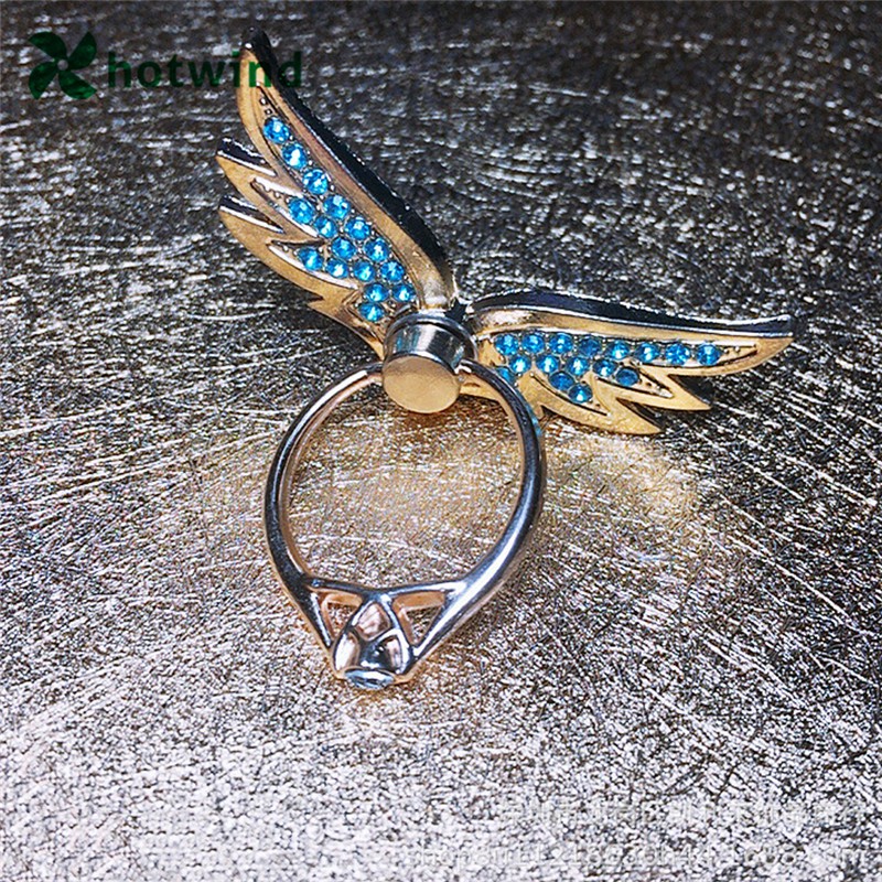 HW Angel Wings Metal Multifunctional Fall Proof Folding Ring Mobile Phone Holder