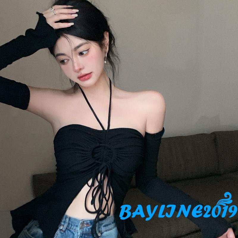 Áo Croptop Hai Dây Màu Sắc Trơn Thiết Kế Dây Rút Thời Trang Mùa Hè Cho Nữ
