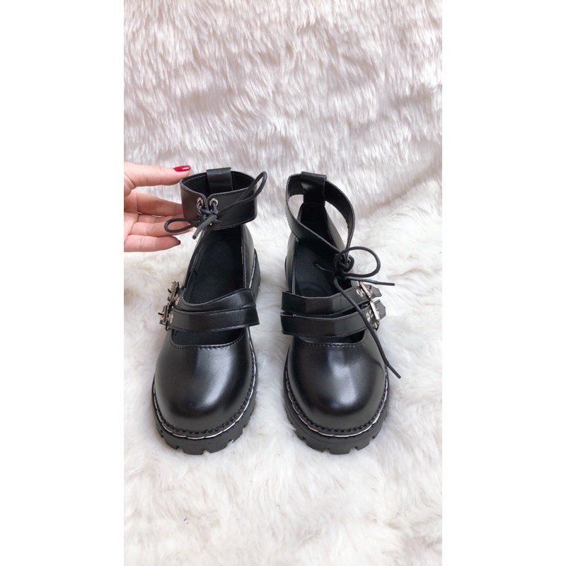 [Freeship] [hàng đẹp loại 1]  Giày ulzzang 2 quai hàn quốc CỔ CÓ DÂY