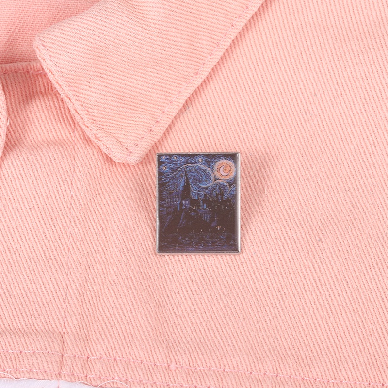 Huy Hiệu Cài Áo Hình Tranh Sơn Dầu Van Gogh Nghệ Thuật