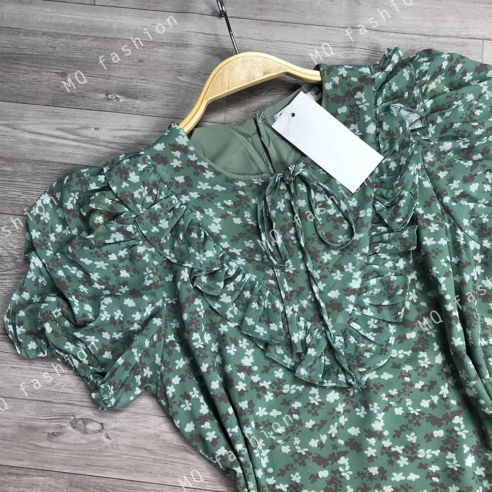 Váy hoa đuôi cá ngắn tay MQ CLOTHING đầm thiết kế bèo ngực dáng dài nữ tính, điệu đà | BigBuy360 - bigbuy360.vn