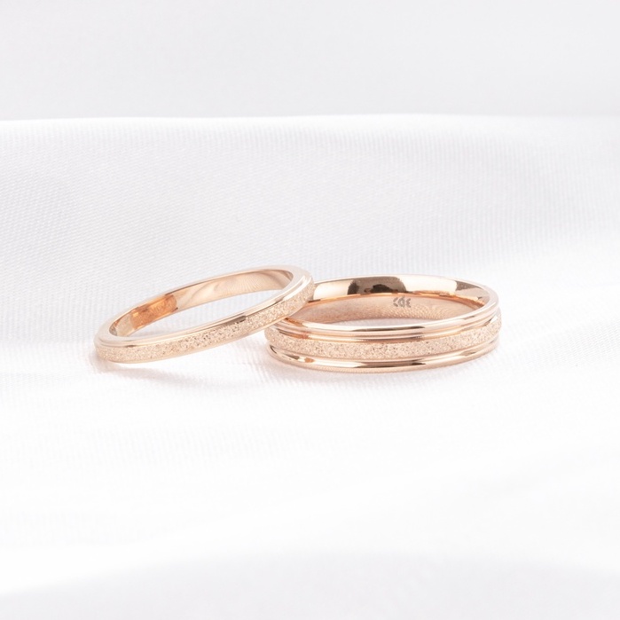 Nhẫn cặp đôi CDE Milgrain Rose Gold Ring CDE8003RG &amp; CDE8004RG