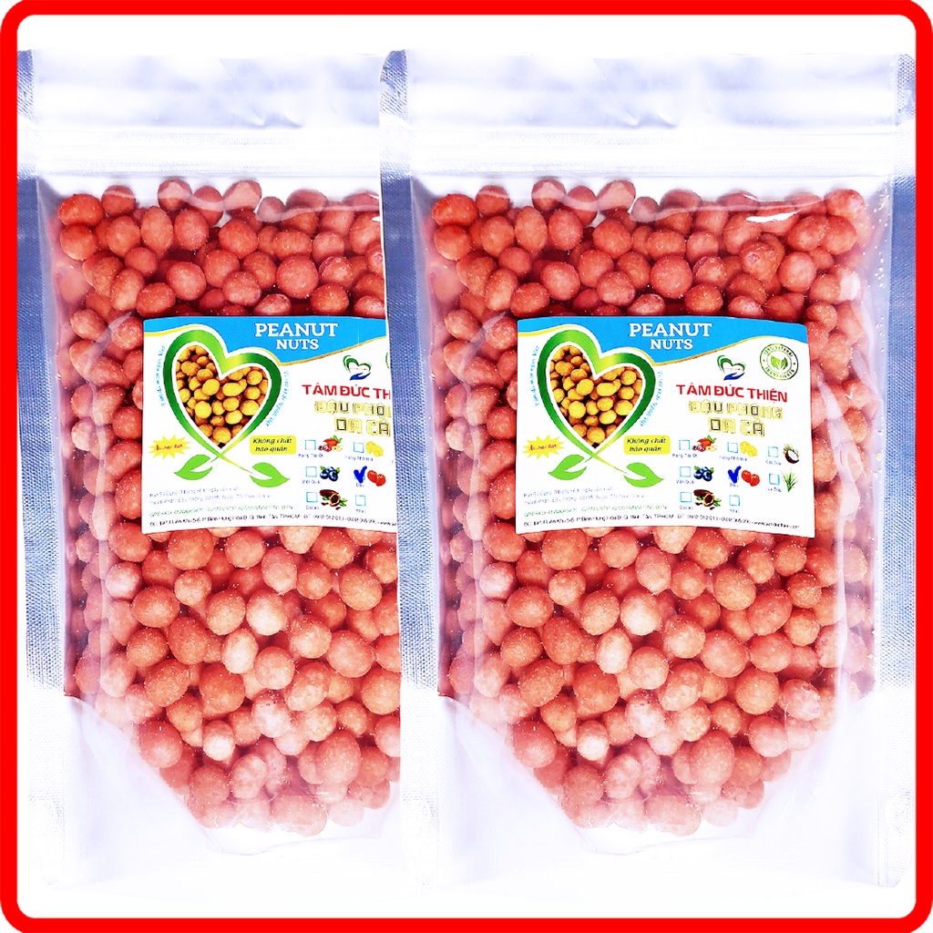 [Mã BMBAU50 giảm 7% đơn 99K] Combo 1KG Đậu Phộng Da Cá Dâu Tây Tâm Đức Thiện (2 x Túi 500GR)