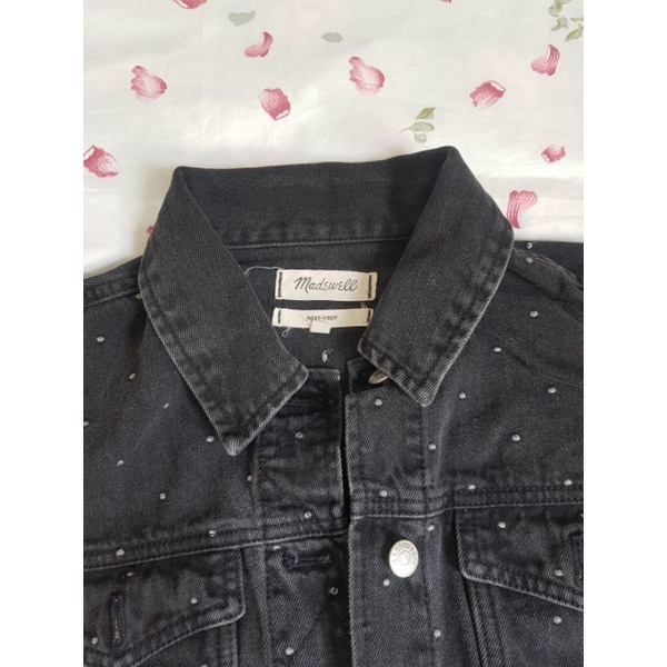 ÁO KHOÁC JEAN ĐEN CHẤM BI