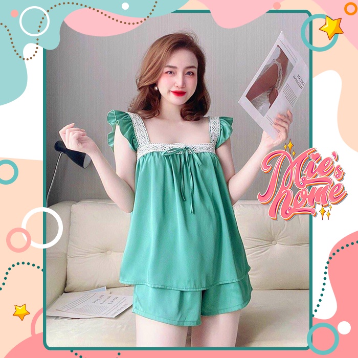 Đồ bộ mặc nhà ngủ đùi ngắn nữ, lụa satin mát mịn-Mie | BigBuy360 - bigbuy360.vn