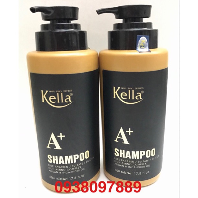 Bộ dầu gội dầu xả phục hồi Kella A+ Premium Inca Inchi 500ml x 2  phục hồi tóc nát ,tái tạo biểu bì tóc khoẻ