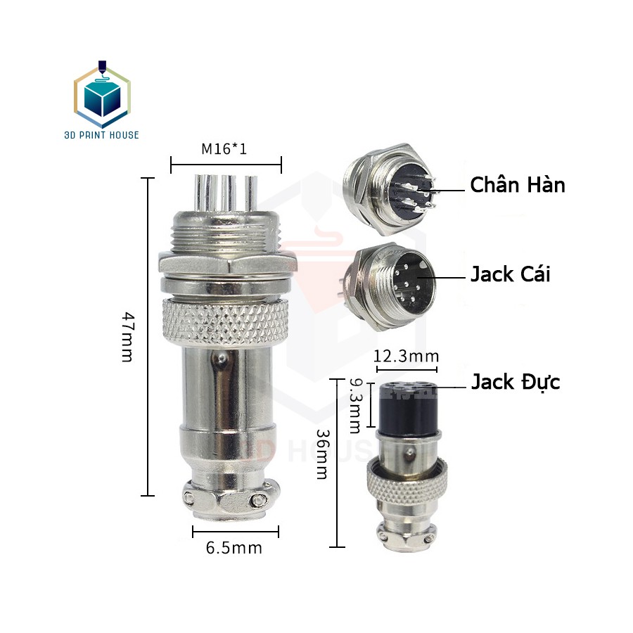 [Mã ELFLASH3 hoàn 10K xu đơn 20K] Đầu Jack Kết Nối GX16 2Pin - 10Pin (1 Cặp)