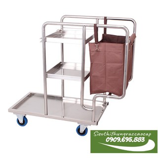 xe đẩy dọn dẹp vệ sinh túi vàng