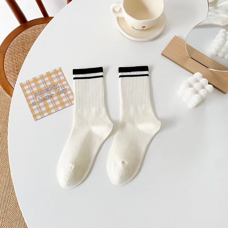 Vớ Cotton Cổ Cao Màu Sắc Đơn Giản Phong Cách Hàn Quốc Cho Nữ