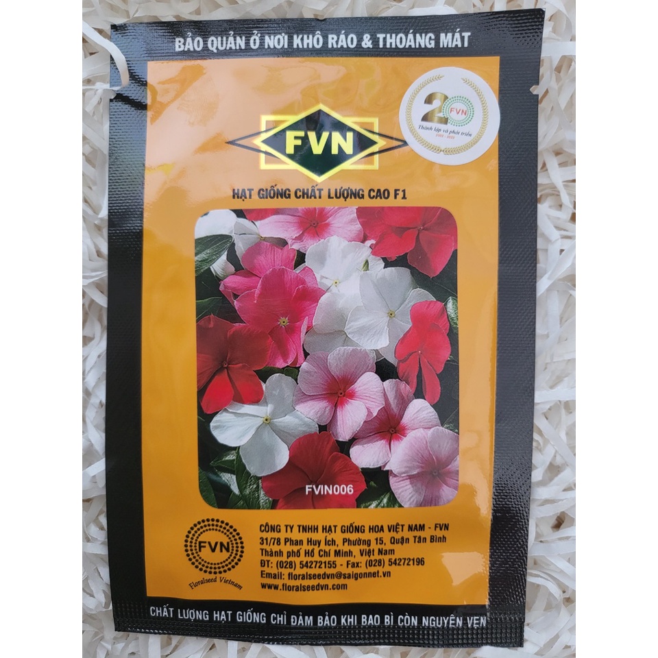 Hạt giống hoa dừa cạn rũ- Vinca FVN FVIN006 Mediteranean Mix gói 50 hạt