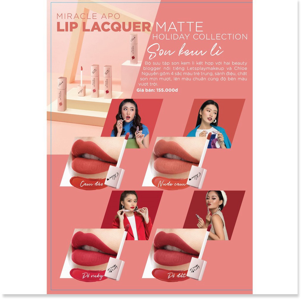 Son kem lì Miracle Apo Lip Lacquer Matte Holiday Collection 3ml (bao bì mới)