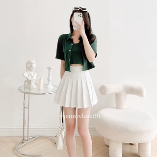 Chân váy tennis xếp ly ngắn chân váy xoè kiểu dáng thể thao có lót trong vải tuyết mưa cạp lưng cao màu đen nâu trắng