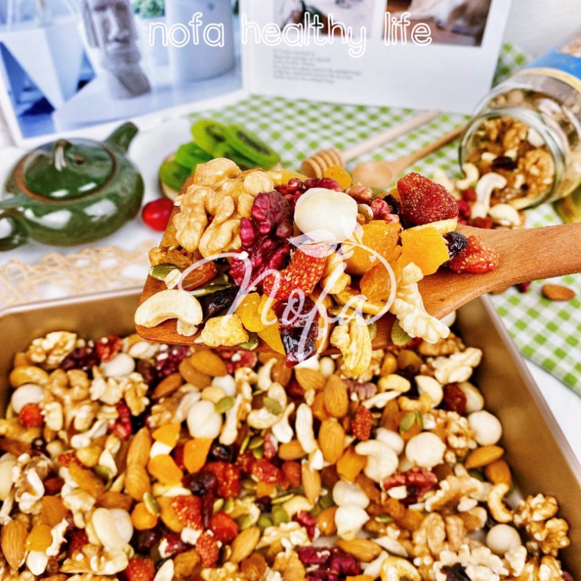 Granola 100% Hạt &amp; Quả nướng mật ong rất ngon 600g NOFA Giảm cân, Ăn kiêng