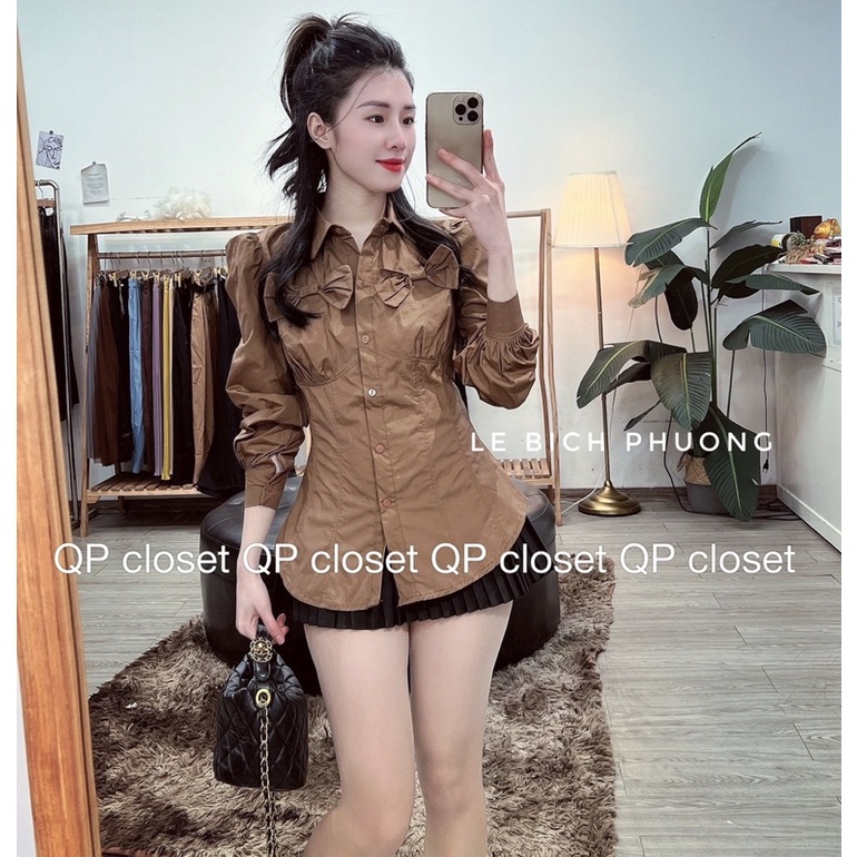 Áo sơmi triết ly nơ ngực