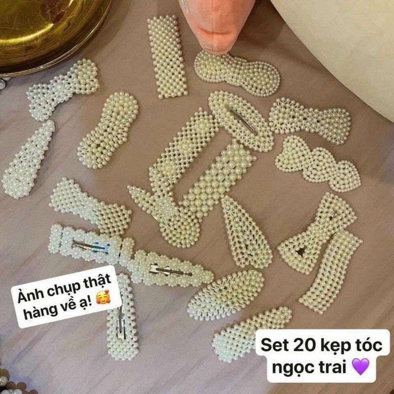 Set 20 kẹp tóc mái Hàn Quốc đính hạt siêu xinh LYMIA