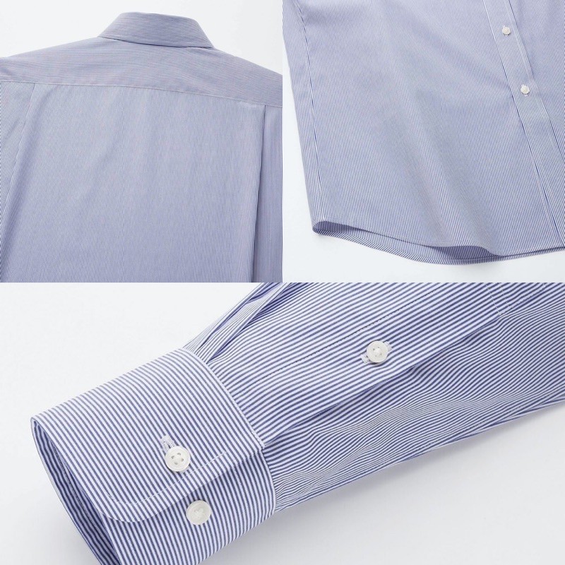 Áo sơ mi kẻ sọc nhỏ nam dài tay thời trang của UNIQLO