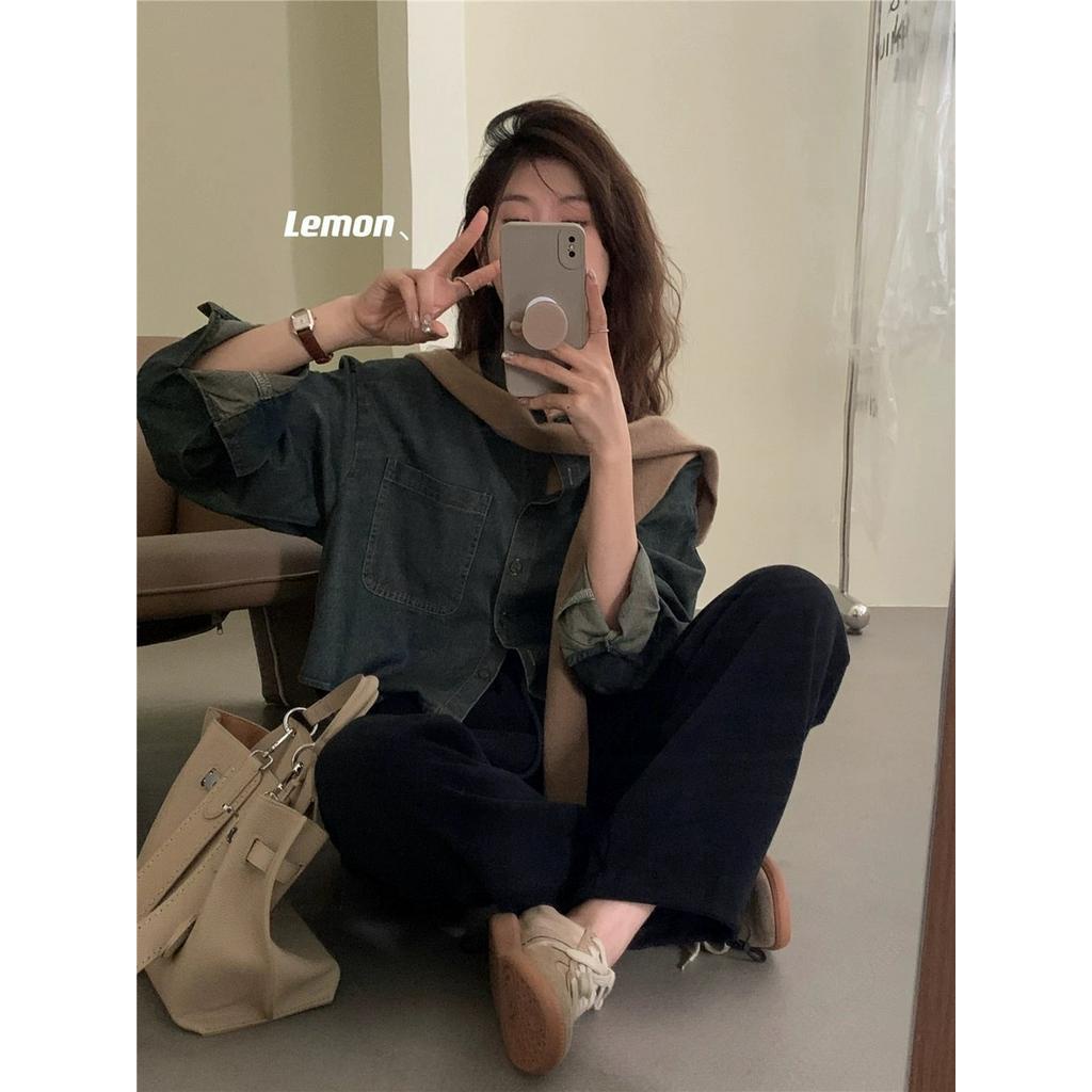 Áo Sơ Mi denim Tay Dài Phong Cách retro 67668