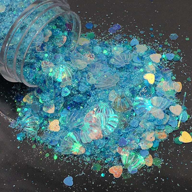 Hộp 10Ml Kim Tuyến Hình Trái Tim/ Ngôi Sao/ Trái Tim Bằng Nhựa Resin Lấp Lánh Dùng Trang Trí Đồ Trang Sức