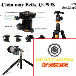 Chân máy ảnh BEIKE Q-999s VER 3-Ball head to -Q02 (New 2020) . Tặng Da cừu - Da thật