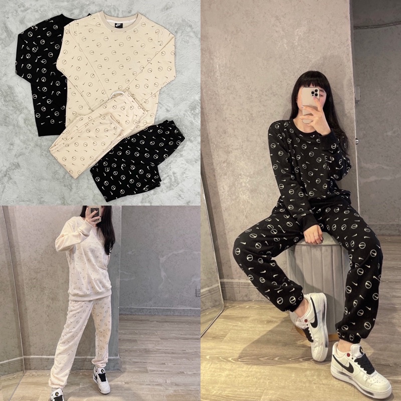 | ẢNH THẬT | BỘ N I K E SWEATER FULL LOGO NHỎ
