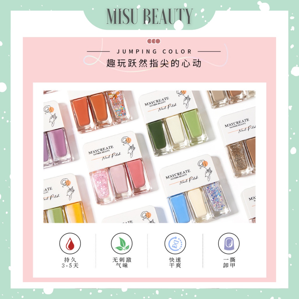 Sơn móng tay 3 màu 3in1 Maycreate 3gx3