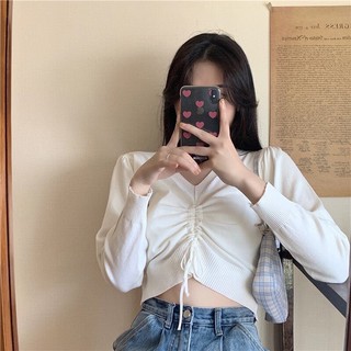 [Hàng taobao sẵn] Áo len tay bồng rút dây loại 1 (có ảnh thật)