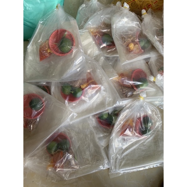 set 50 túi bánh tráng chấm muối tôm siêu cay kèm ớt rim