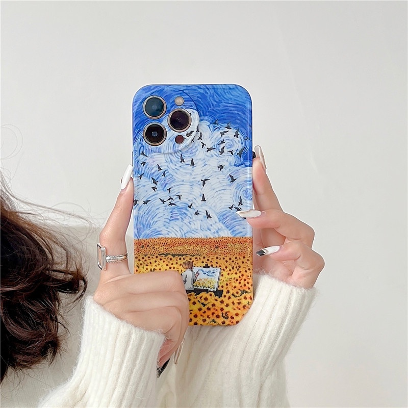 Ốp Điện Thoại IMD Mềm Họa Tiết Tranh Sơn Dầu van gogh Hoạt Hình Cho IPhone13 12 11 MAX X/XS XR XSMAX 7P/8P 7/8/SE2