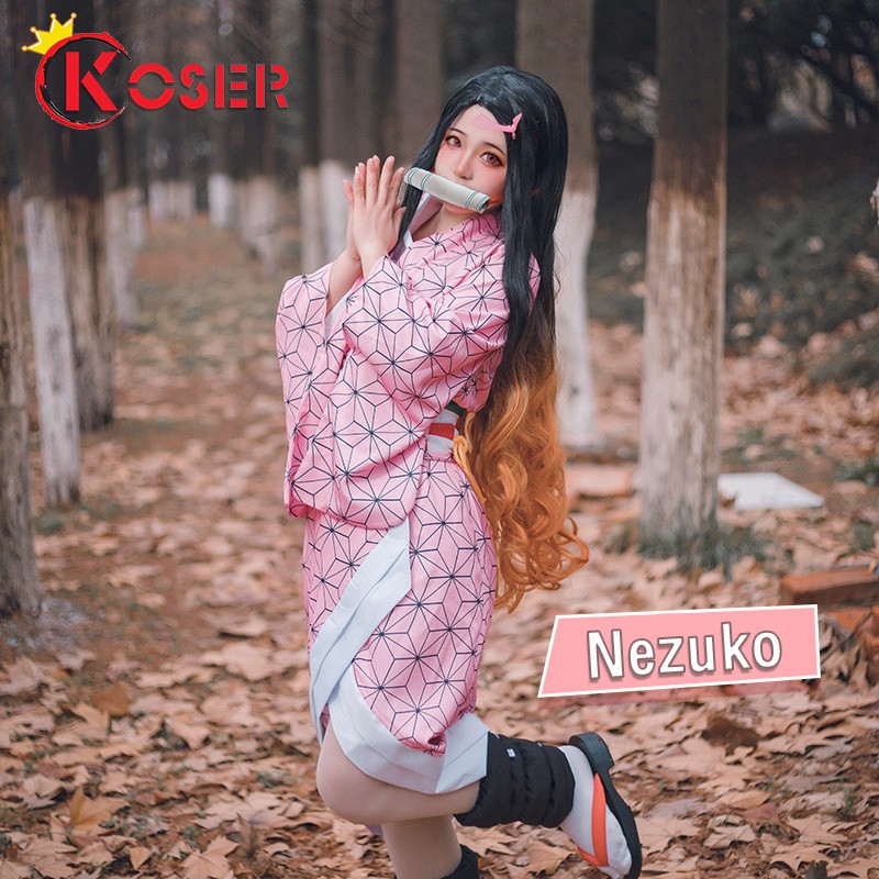 Bộ kimono và phụ kiện hóa trang nhân vật Demon Slayer Kimetsu No Yaiba Nezuko cho nữ